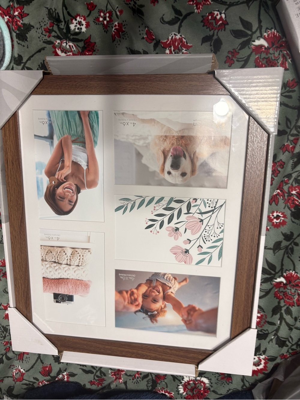 Wood Tone Multi-Photo Frame with White Mat - Brown
